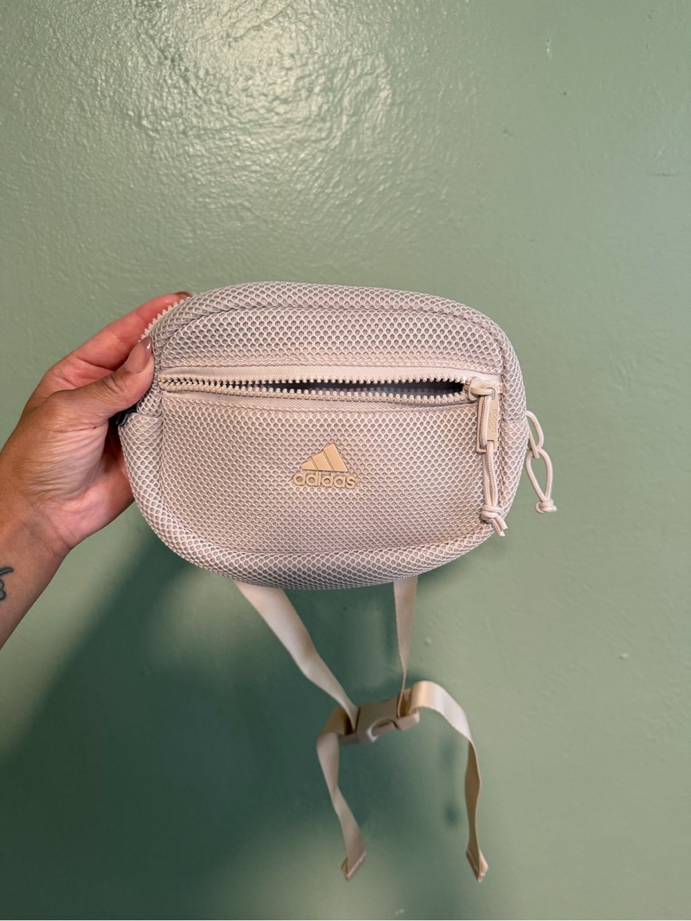 adidas Light Pink Mesh Crossbody Bag with Front Zip